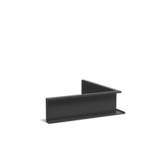 Aluminium keerwand 100 x 100 x 30 cm – binnenhoek, smalle bovenrand