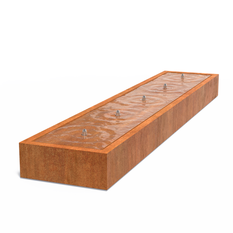 Cortenstaal watertafel, incl. LED & pomp - 500 x 100 x 40 cm