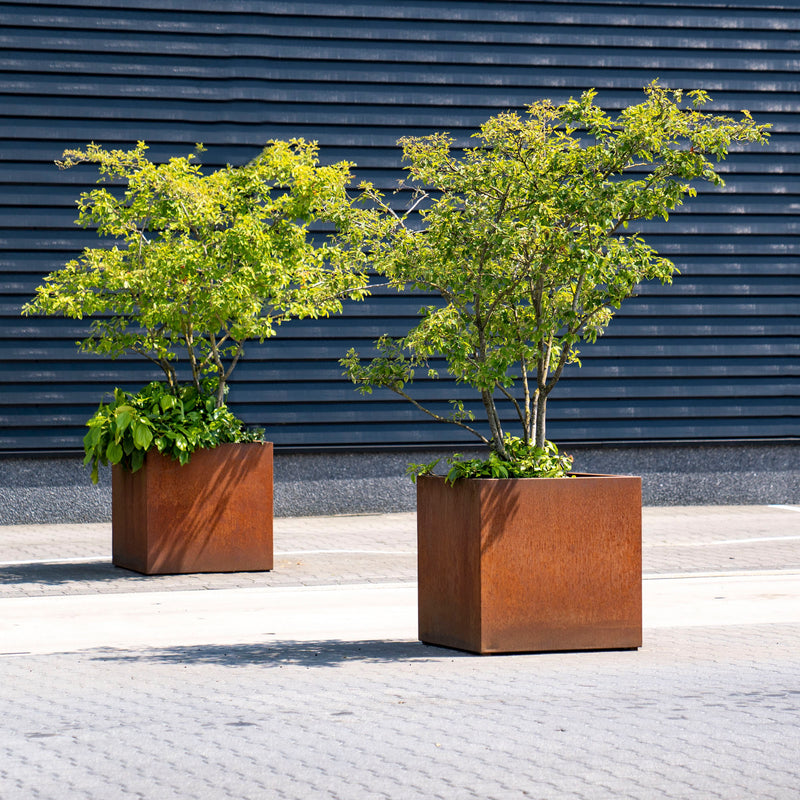 CARREZ rechthoekige cortenstaal plantenbak 200x50x50 met wielen