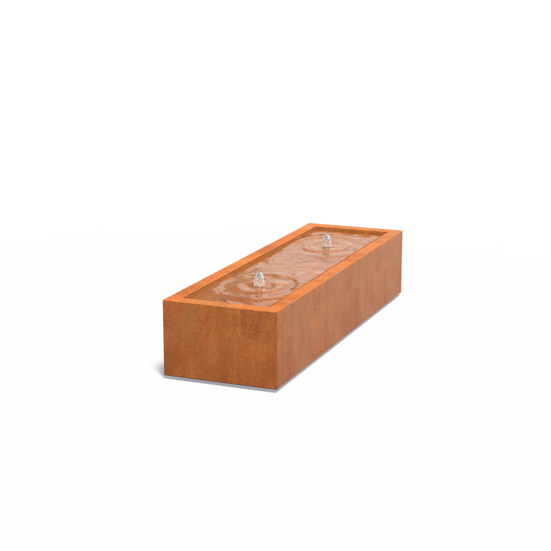 Wassertisch mit Pumpe & LED-Beleuchtung | 200 x 60 x 40 cm | Cortenstahl