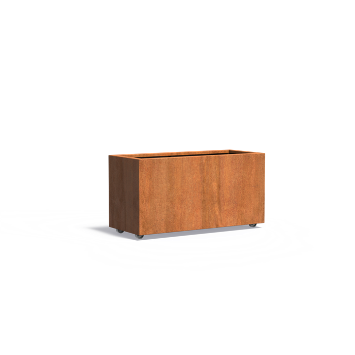 CARREZ rechthoekige cortenstaal plantenbak 120x50x60 met wielen