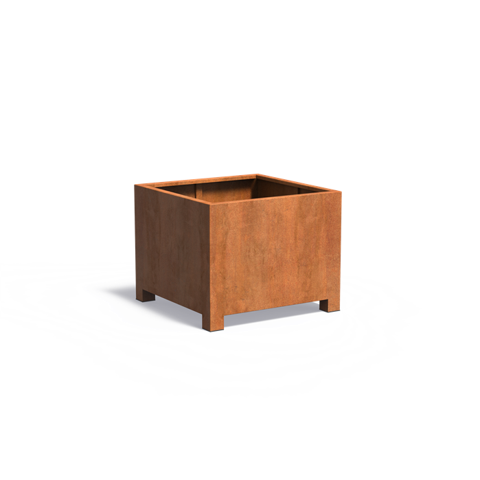 CARREZ vierkante cortenstaal plantenbak 100x100x80 met poten
