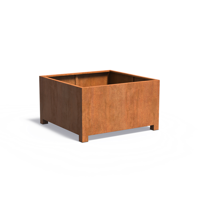 CARREZ vierkante cortenstaal plantenbak 140x140x80 met poten