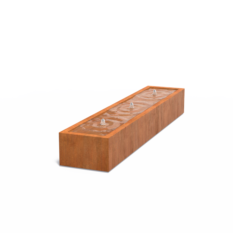 Cortenstaal watertafel, incl. LED & pomp - 300 x 60 x 40 cm