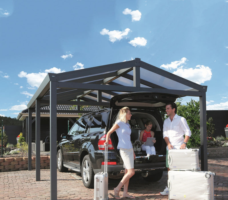 Gardendreams aluminium carport met zadeldak - ral 7016 antraciet structuur 