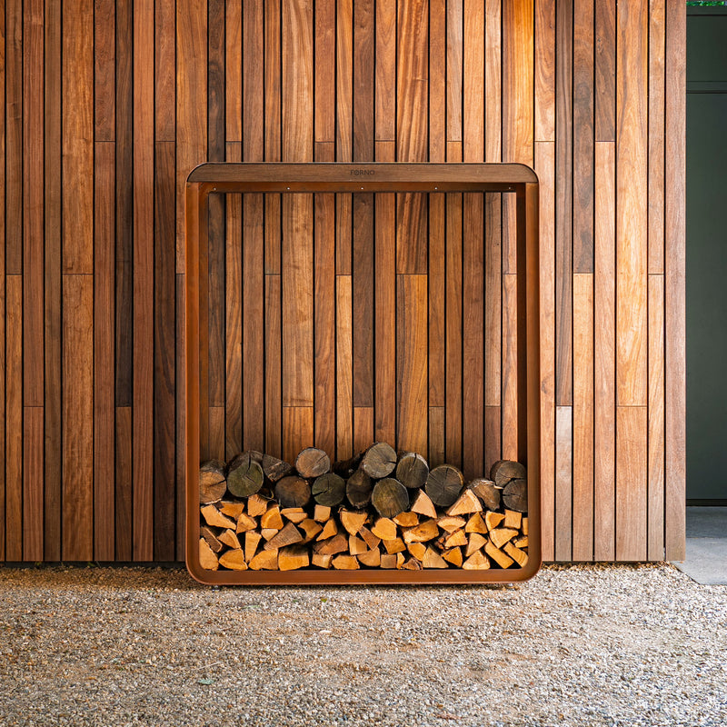 Houtopslag SERRA 150 × 40 × 180 cm - cortenstaal