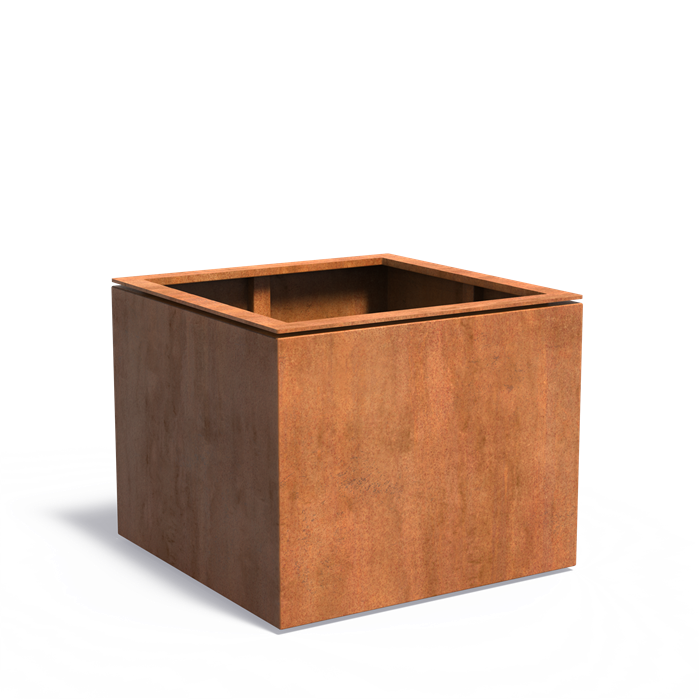 DOMUS vierkante cortenstaal plantenbak 100x100x80 zwevende rand