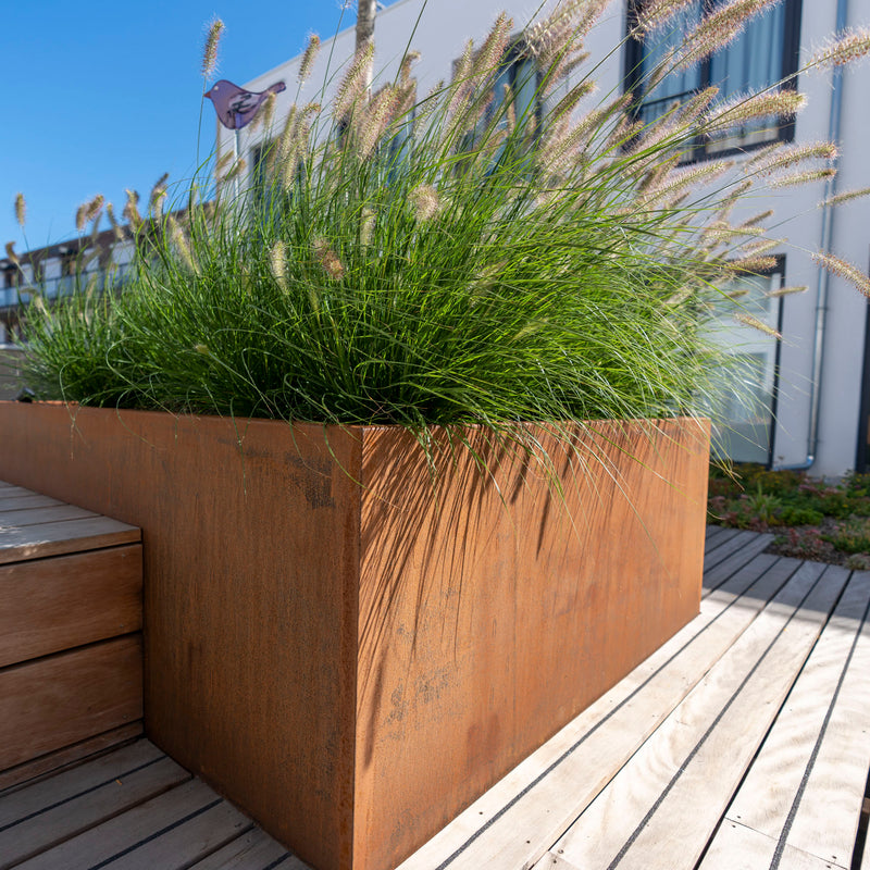 CARREZ 120 x 40 x 40 cm - Cortenstaal plantenbak met bodem