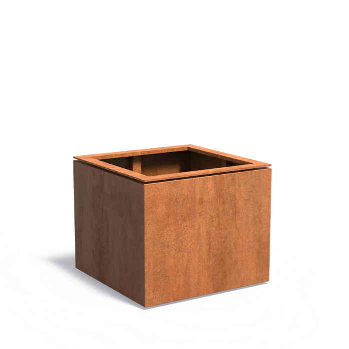 DOMUS vierkante cortenstaal plantenbak 85x85x70 zwevende rand