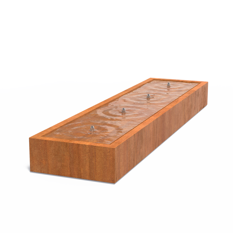 Wassertisch mit Pumpe & LED-Beleuchtung | 400 x 100 x 40 cm | Cortenstahl