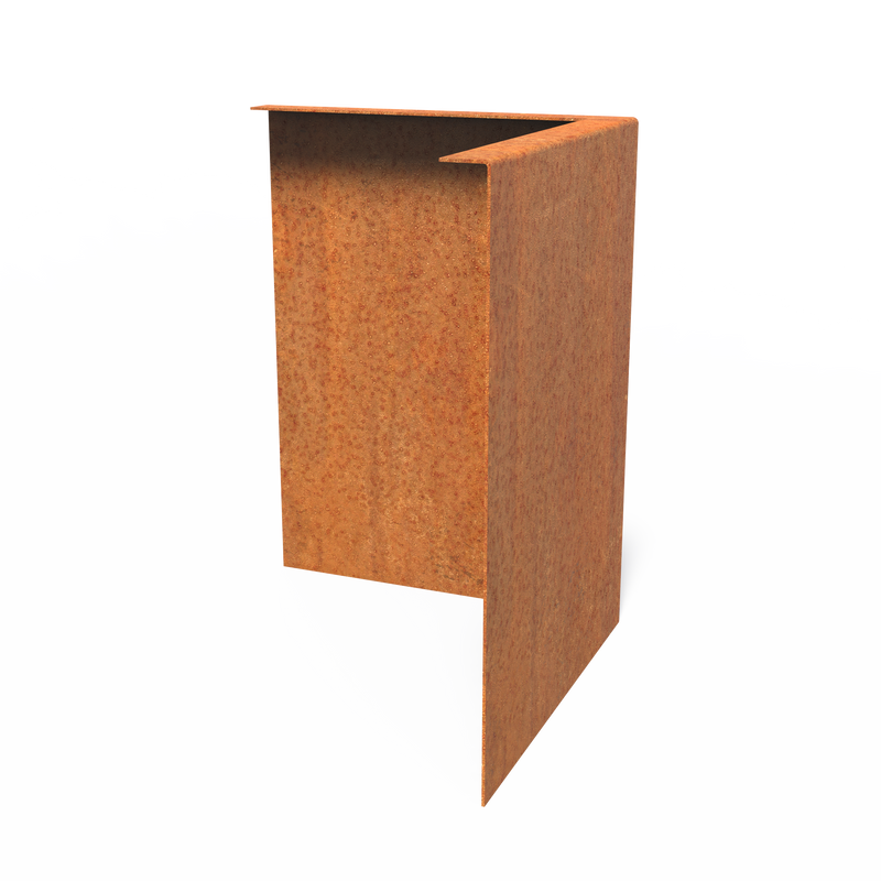 Rasenkante aus Cortenstahl Außenecke gekanteter Oberrand | 300 x 2 x 390 mm