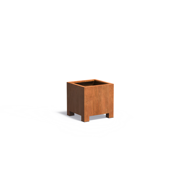 CARREZ vierkante cortenstaal plantenbak 60x60x60 met poten