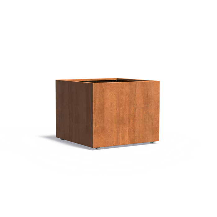 CARREZ vierkante cortenstaal plantenbak 100x100x80 met wielen