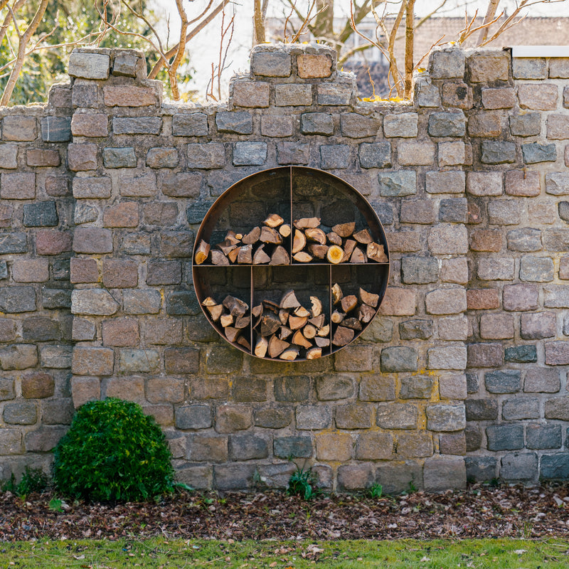LOGG ronde Holzlager - Cortenstahl | ø 150 x 40 cm