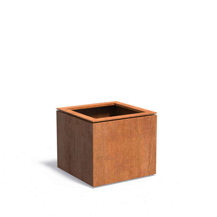 DOMUS vierkante cortenstaal plantenbak 70x70x60 zwevende rand