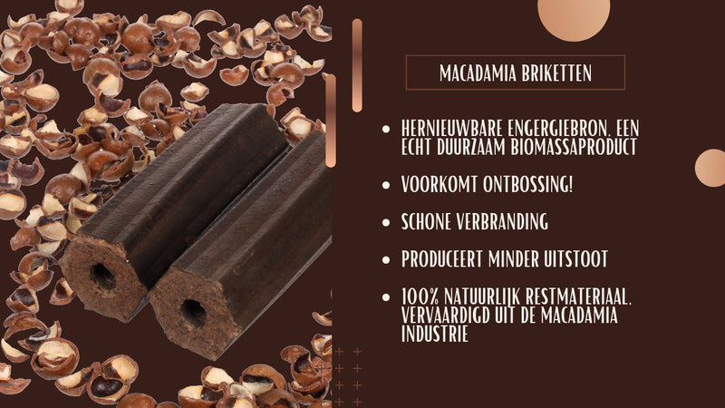 Macadamia briketten voordelen 
