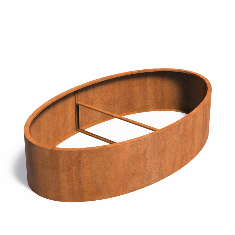ELLIPSE ovale cortenstaal plantenbak 280x160x60 open