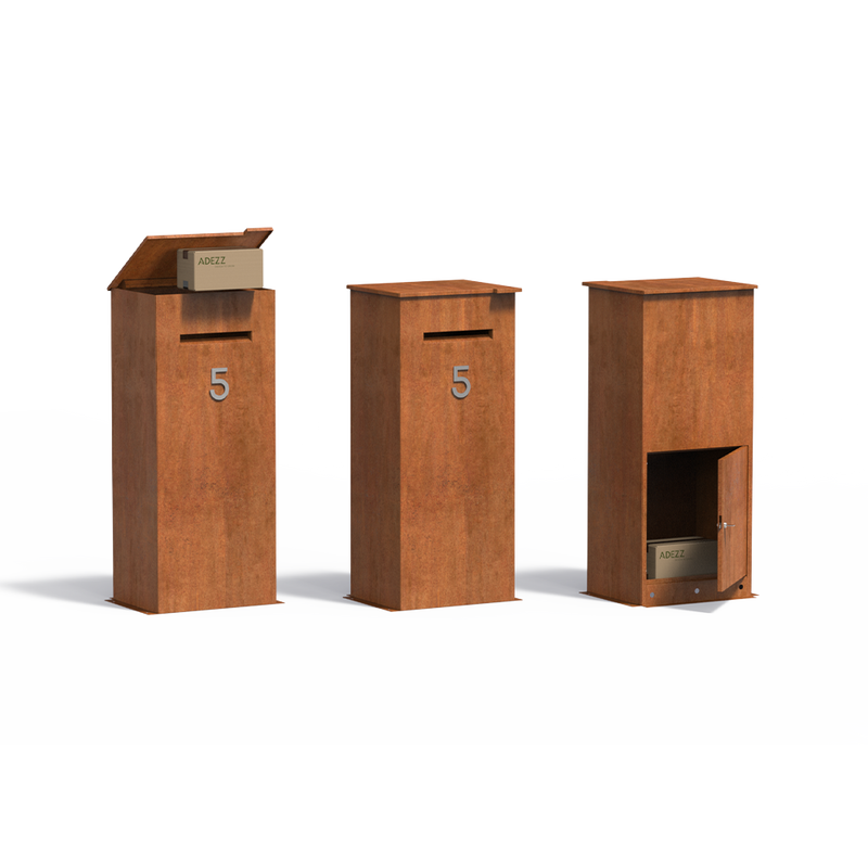 Cortenstahl Paketbriefkasten CASE | 50 x 40 x 120 cm