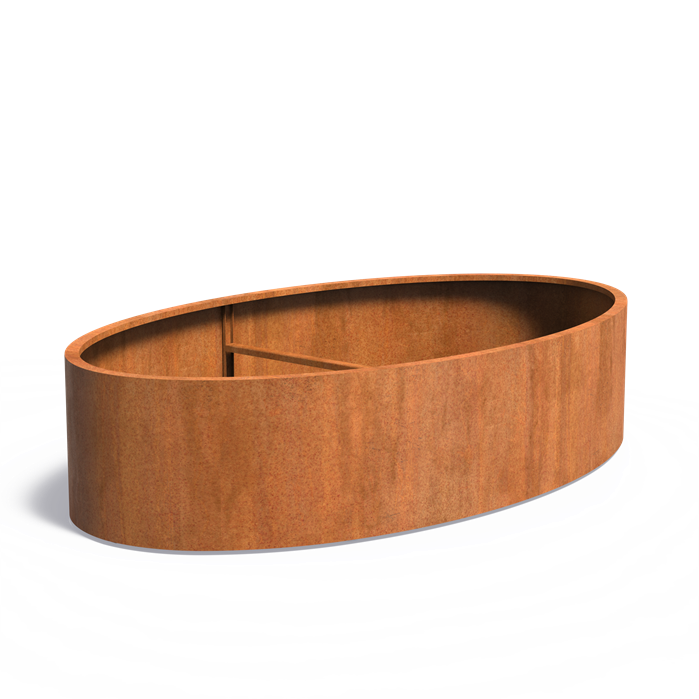 ELLIPSE ovale cortenstaal plantenbak 280x160x60