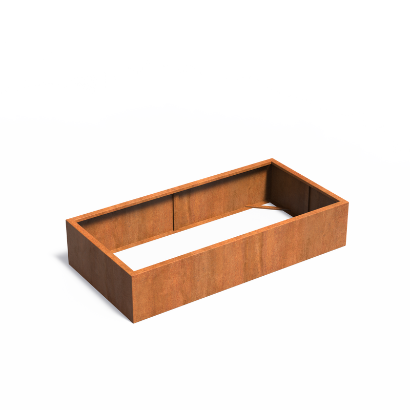 CARREZ rechthoekige cortenstaal plantenbak 200x100x40 open