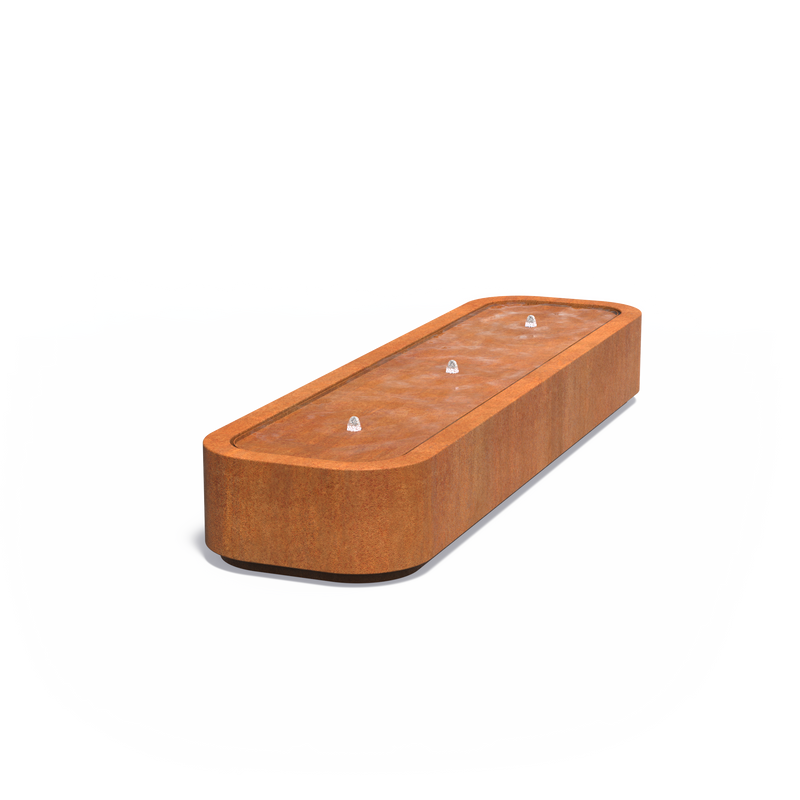 Cortenstaal watertafel PREMIUM, incl. LED & pomp - 300 x 80 x 40 cm