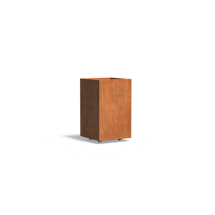 CARREZ vierkante cortenstaal plantenbak 50x50x80 met wielen