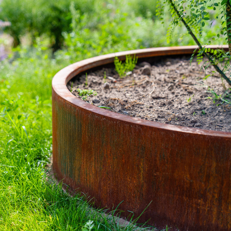 CIRCUM ronde cortenstaal plantenbak 150x40 open