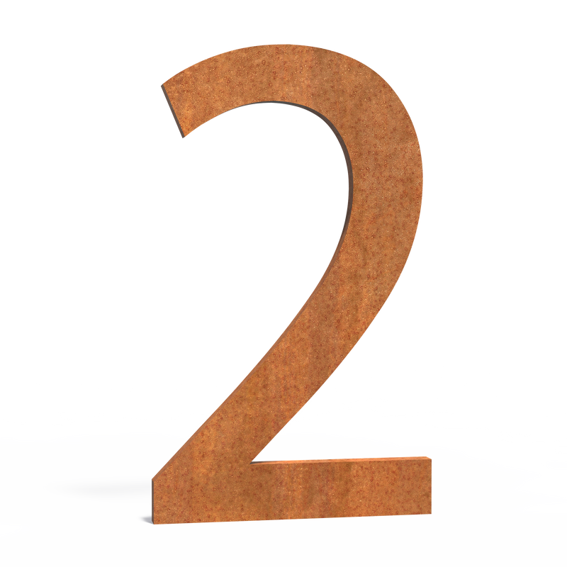 Hausnummer 2 | 73 x 5 x 120 mm | Cortenstahl