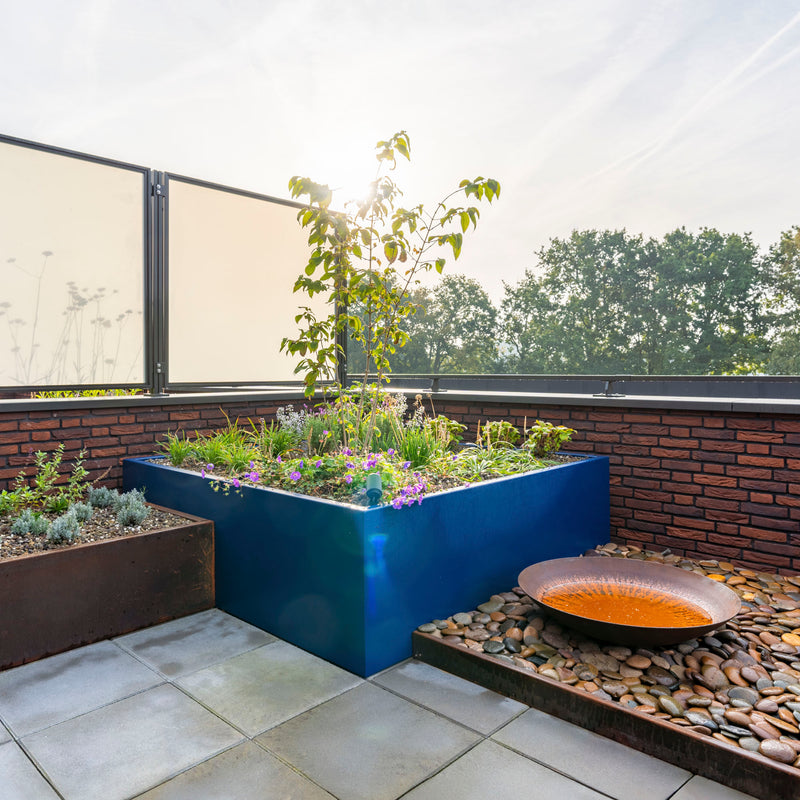 CARREZ rechteckiger Aluminium-Pflanzkübel 200 x 100 x 60 cm mit Boden