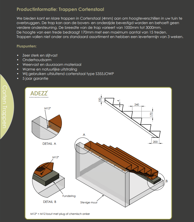 productinformatie cortenstaal trappen