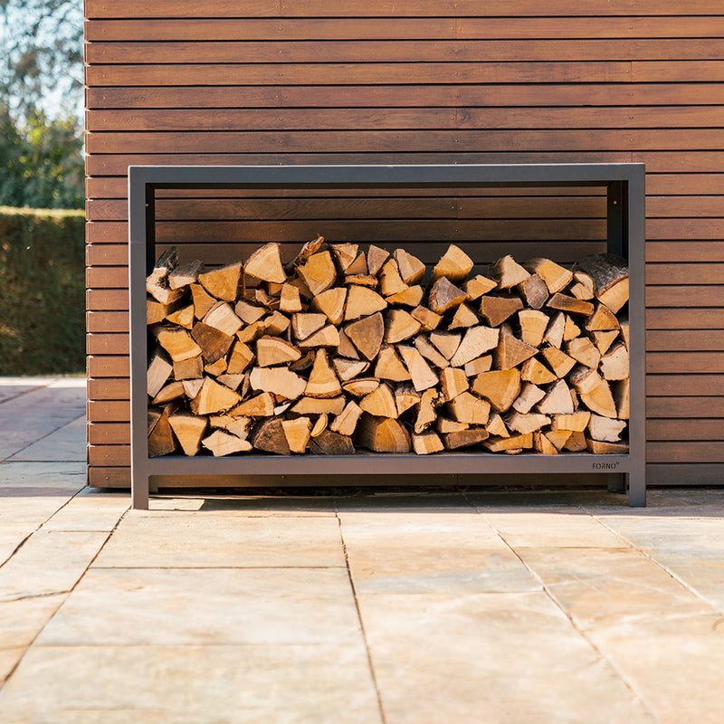 LOGG Holzlager – schwarz beschichteter Stahl | 60 x 40 x 180 cm