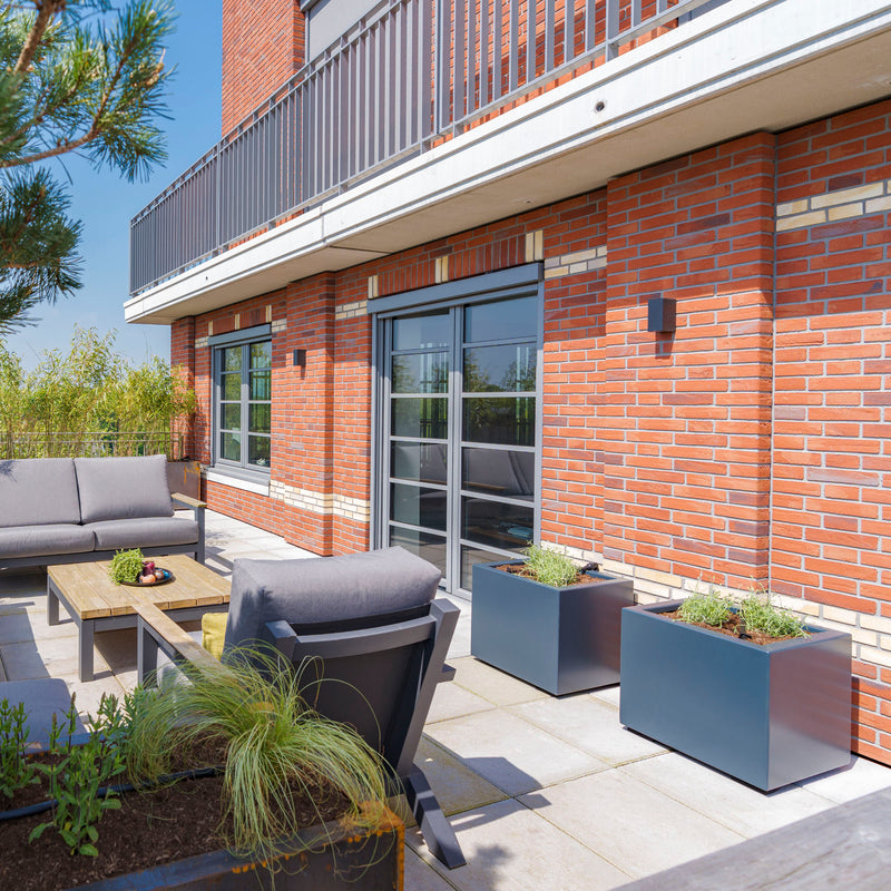 Aluminium Pflanzkübel CARREZ mit Rollen | 100 x 100 x 80 cm