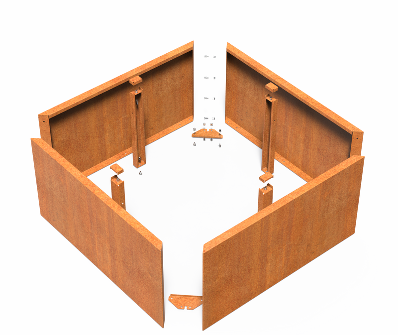 Cortenstahl Pflanzkübel Carrez CONNECT ohne Boden | 80 x 80 x 20 cm