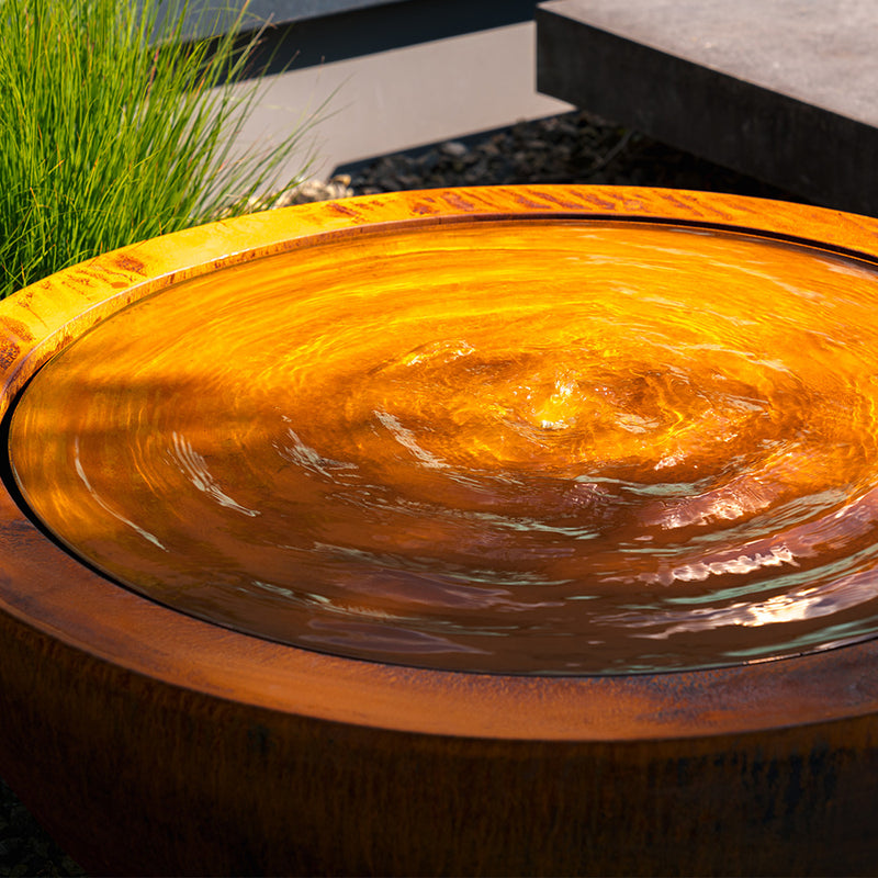 Wassertisch BAYOU aus Cortenstahl – inkl. LED & Pumpe - Ø1000 × 437
