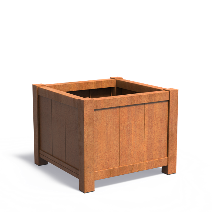YORK vierkante cortenstaal plantenbak 100x100x80 uitneembare zijwand