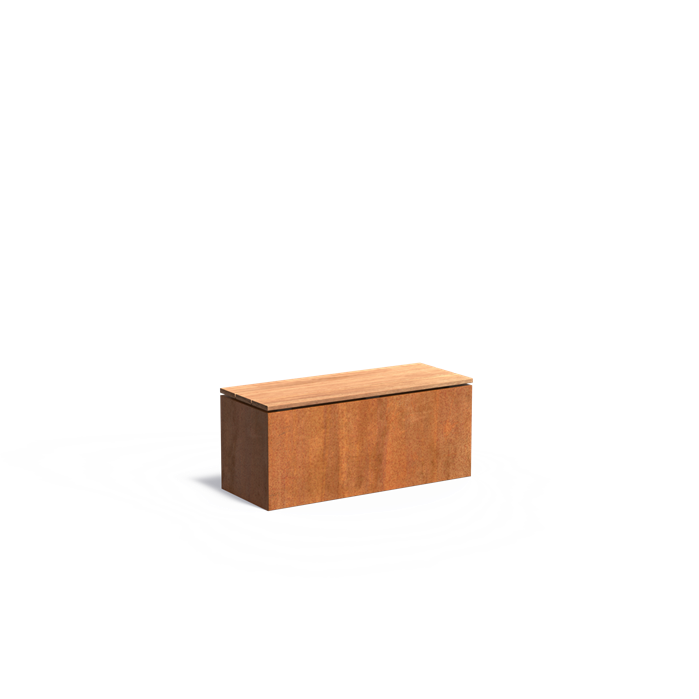 Cortenstaal sokkel met zitting | 100 x 40 x 43 cm