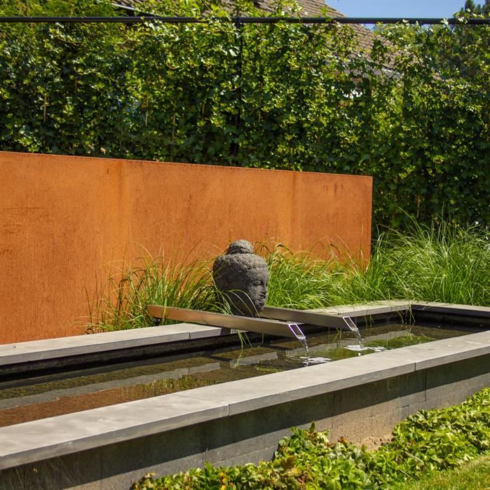 Cortenstaal tuinmuur | 400 x 15 x 200 cm