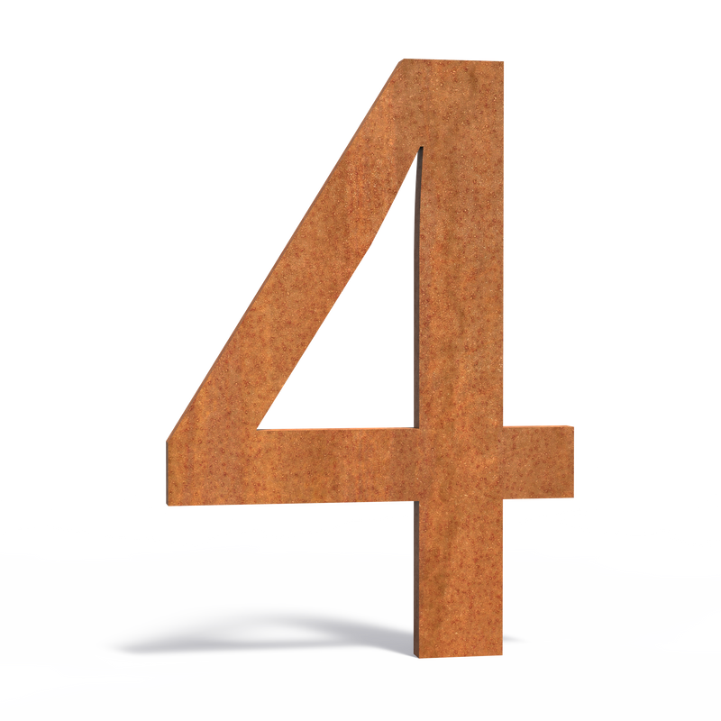 Huisnummer 4 | 84 x 5 x 120 mm | Cortenstaal