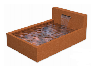 Cortenstahl Teichwand fest – Edelstahl-Wasserfall 60 cm | 250× 60 cm