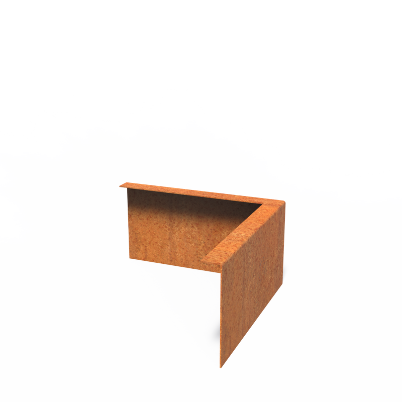 Rasenkante aus Cortenstahl Außenecke gekanteter Oberrand | 300 x 2 x 150 mm
