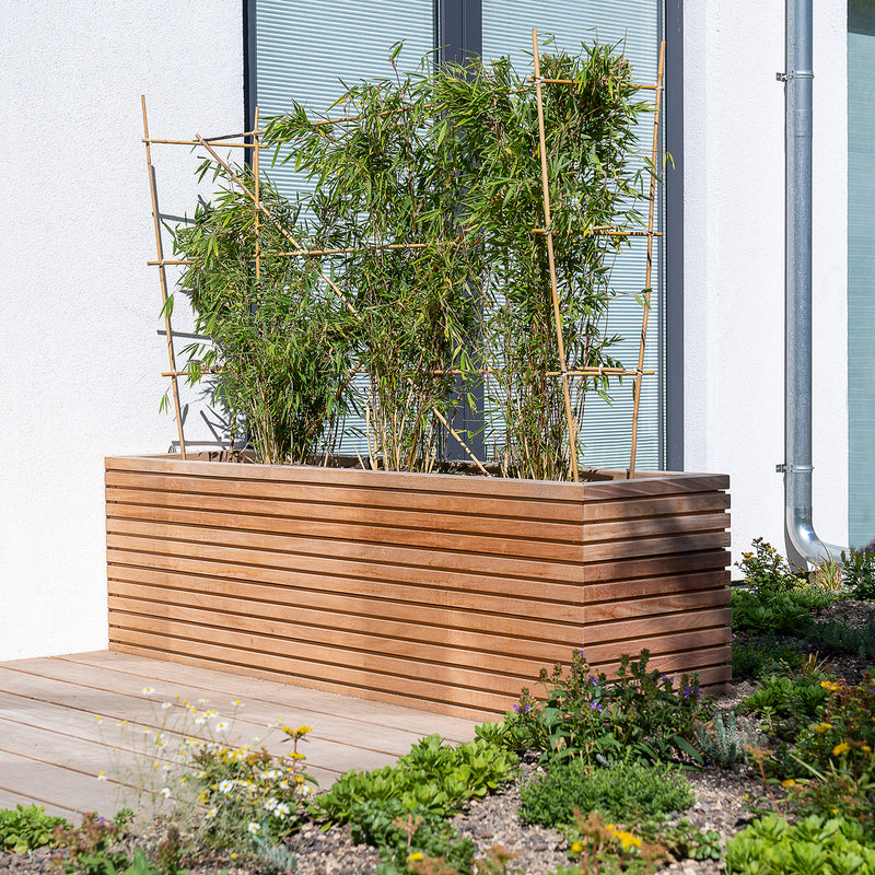 MALAGA RHOMBUS rechthoekige hardhouten plantenbak 200x50x60.8
