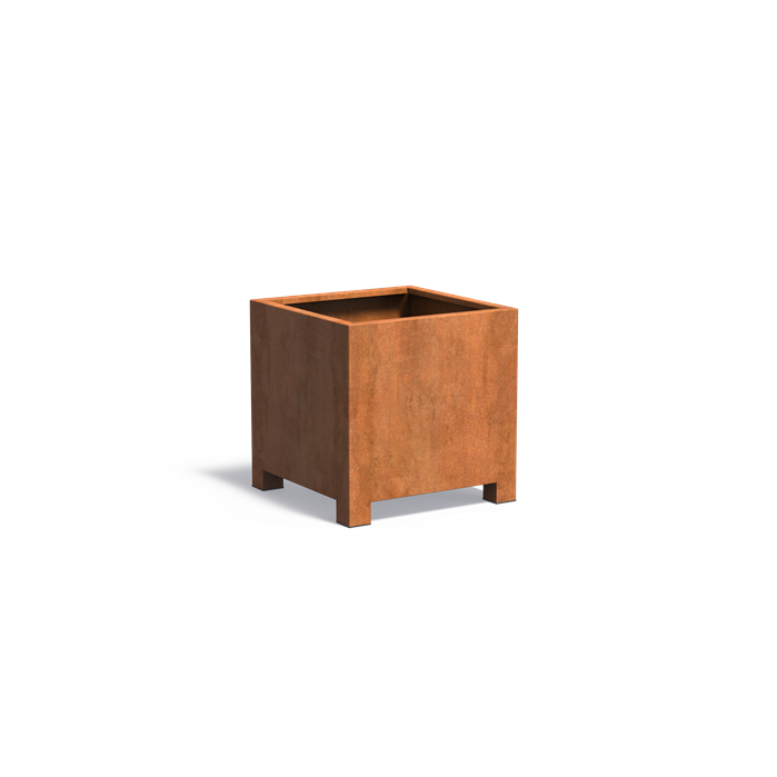 CARREZ vierkante cortenstaal plantenbak 80x80x80 met poten