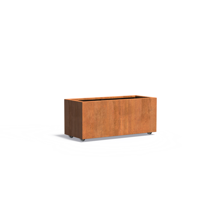 CARREZ rechthoekige cortenstaal plantenbak 120x50x50 met wielen