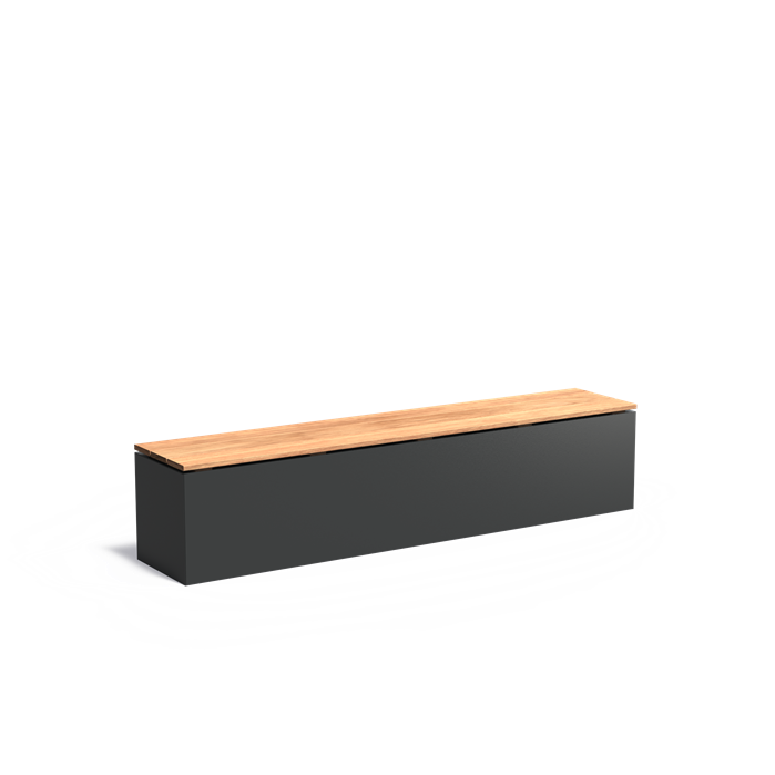 Aluminium Sockel mit Hartholz-Sitzfläche | 200 x 40 x 43 cm