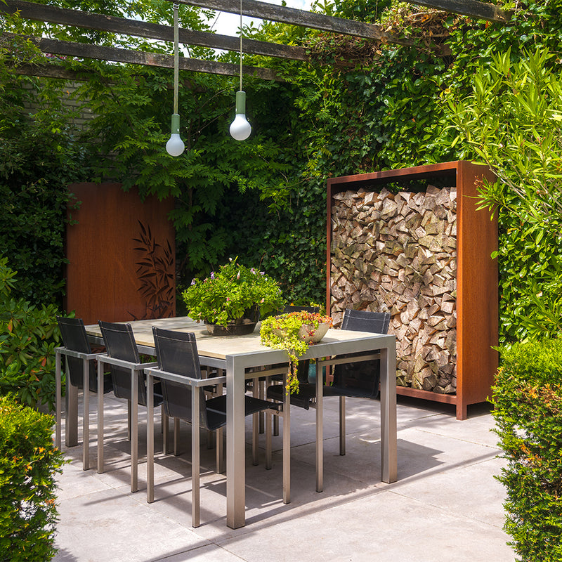 LOGG houtopslag 120 x 40 x 180 cm - cortenstaal