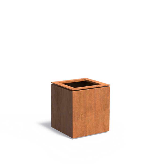 DOMUS vierkante cortenstaal plantenbak 55x55x60 zwevende rand