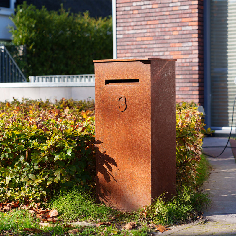 Cortenstahl Paketbriefkasten CASE | 50 x 40 x 120 cm