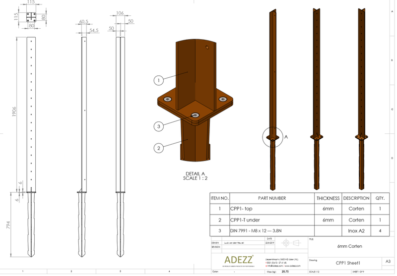 Adezz T-profiel voor panelen 